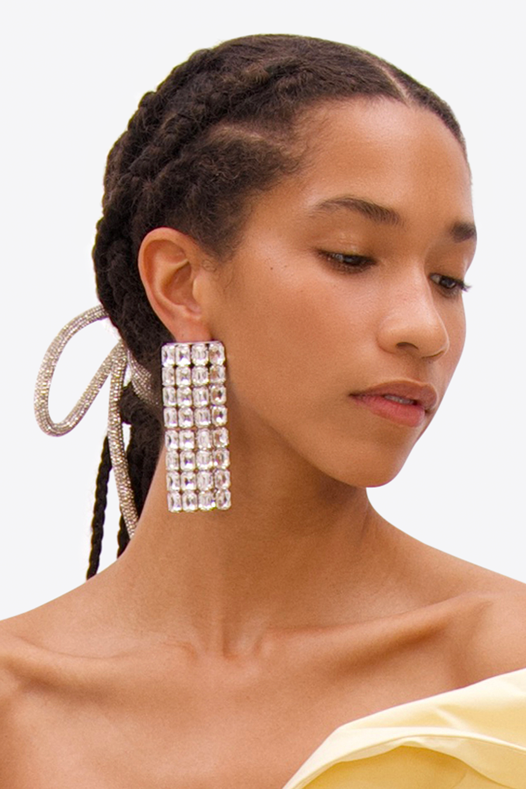 Long Crystal Pave Earrings