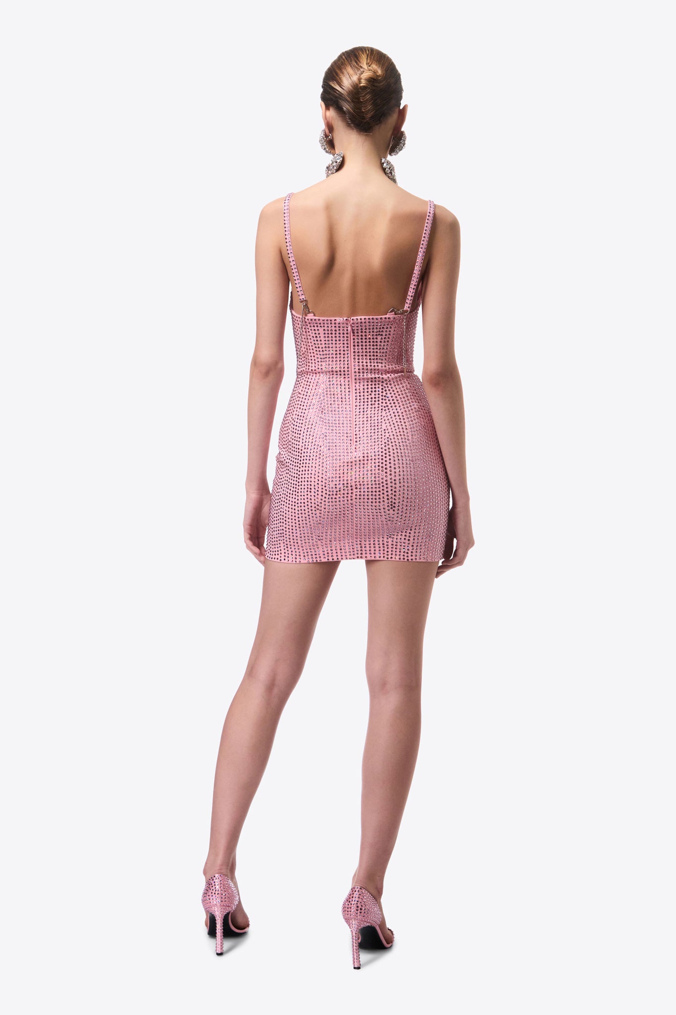 AREA crystal-embellished heart mini dress - Pink