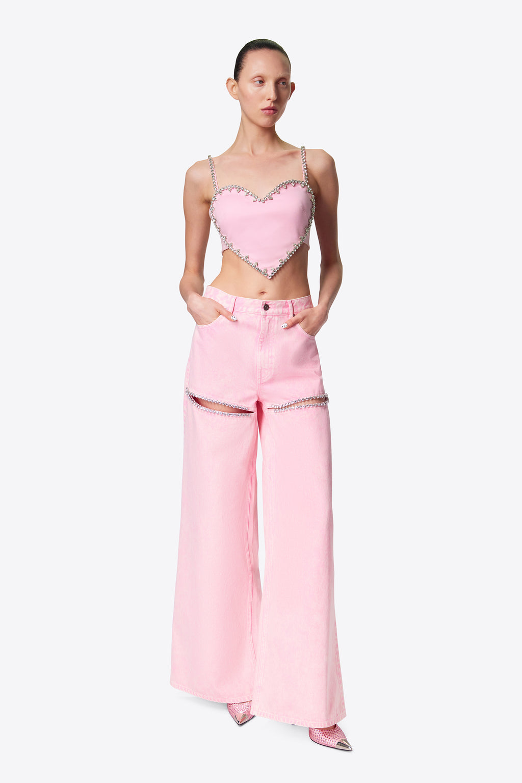 AREA NYC Crystal Trim Pink Plaid Bra Top – Désordre Boutique