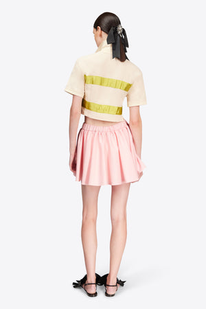 Crystal Embellished Bow Cropped Polo