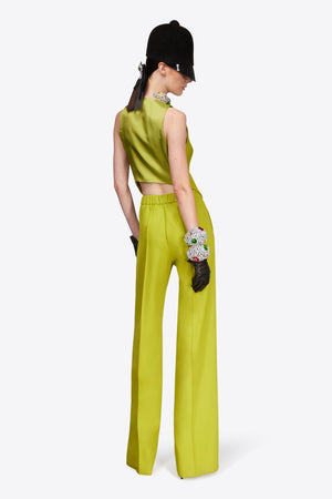 Crystal Embellished Bow Wide Leg Trouser