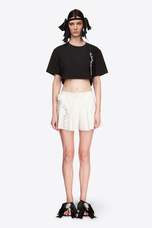 Crystal Rosette Cropped T-Shirt