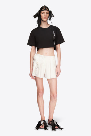 Crystal Rosette Cropped T-Shirt