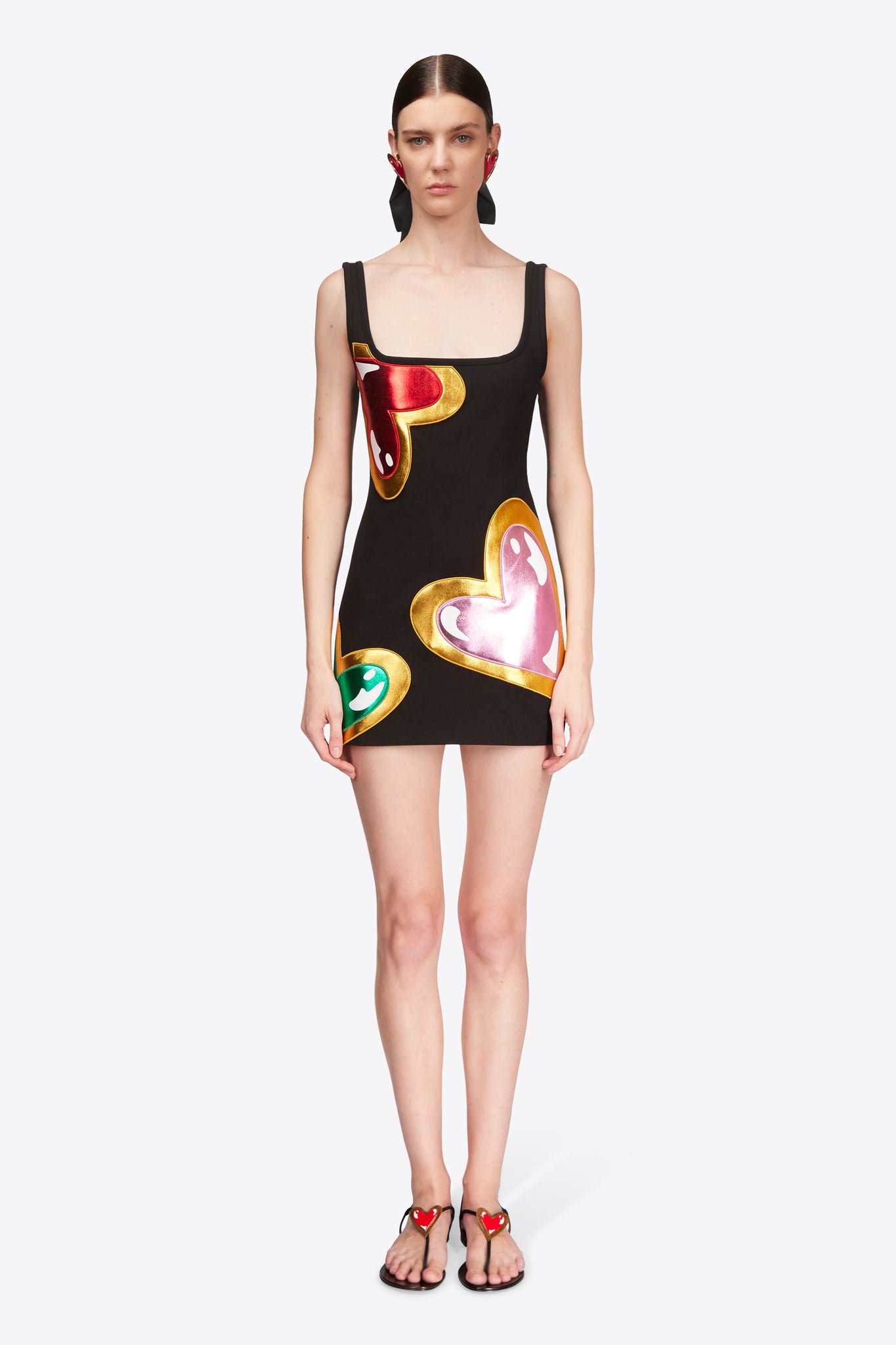 Colorblock Heart Gem Tank Dress