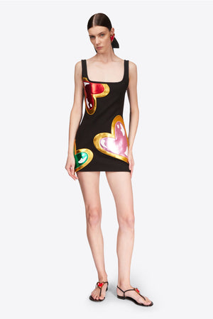 Colorblock Heart Gem Tank Dress