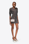 Sequin Crochet Long Sleeve Mini Dress