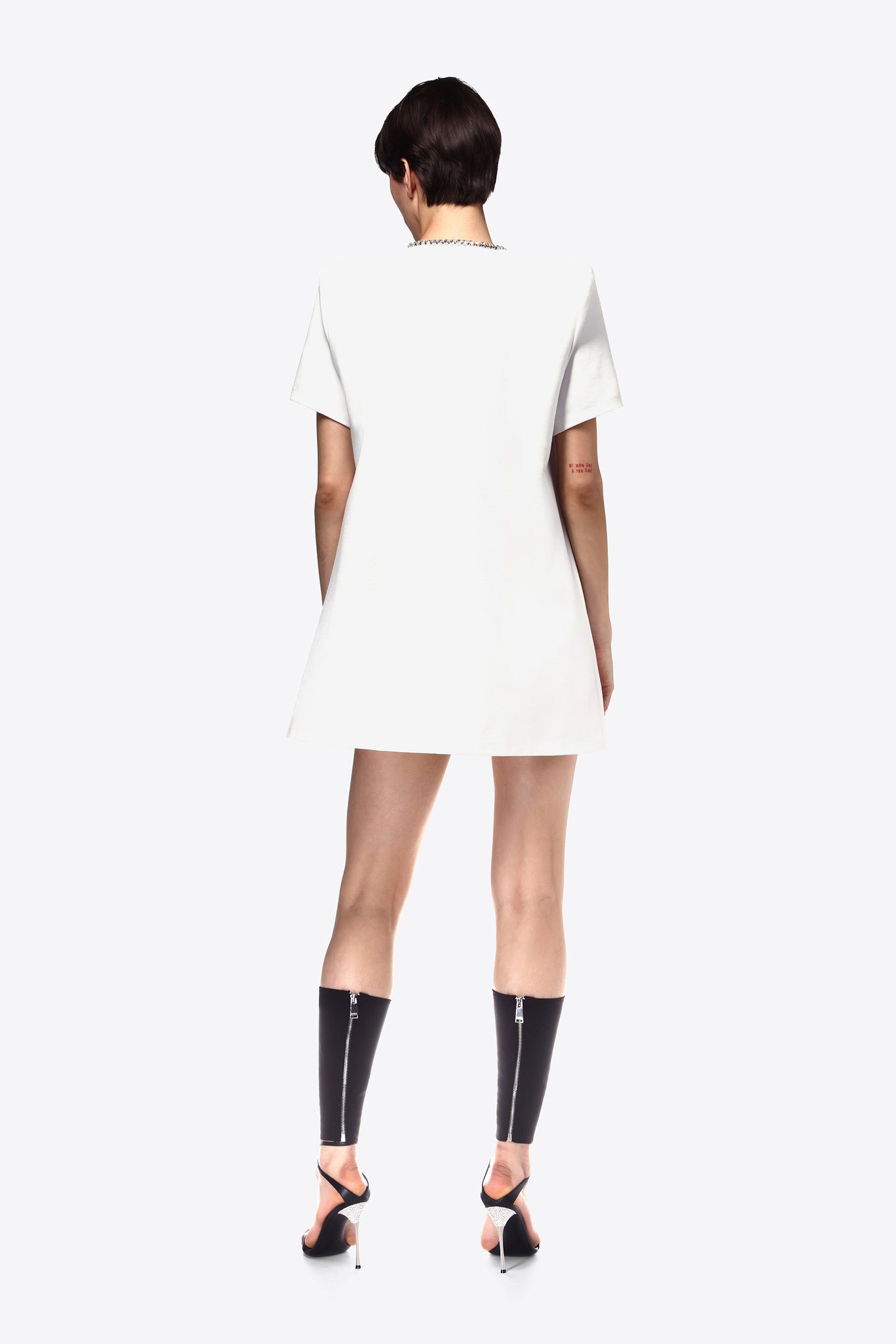 Crystal Bow V-Neck T-Shirt Dress