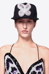 Embroidered Crytsal Butterfly Fitted Cap