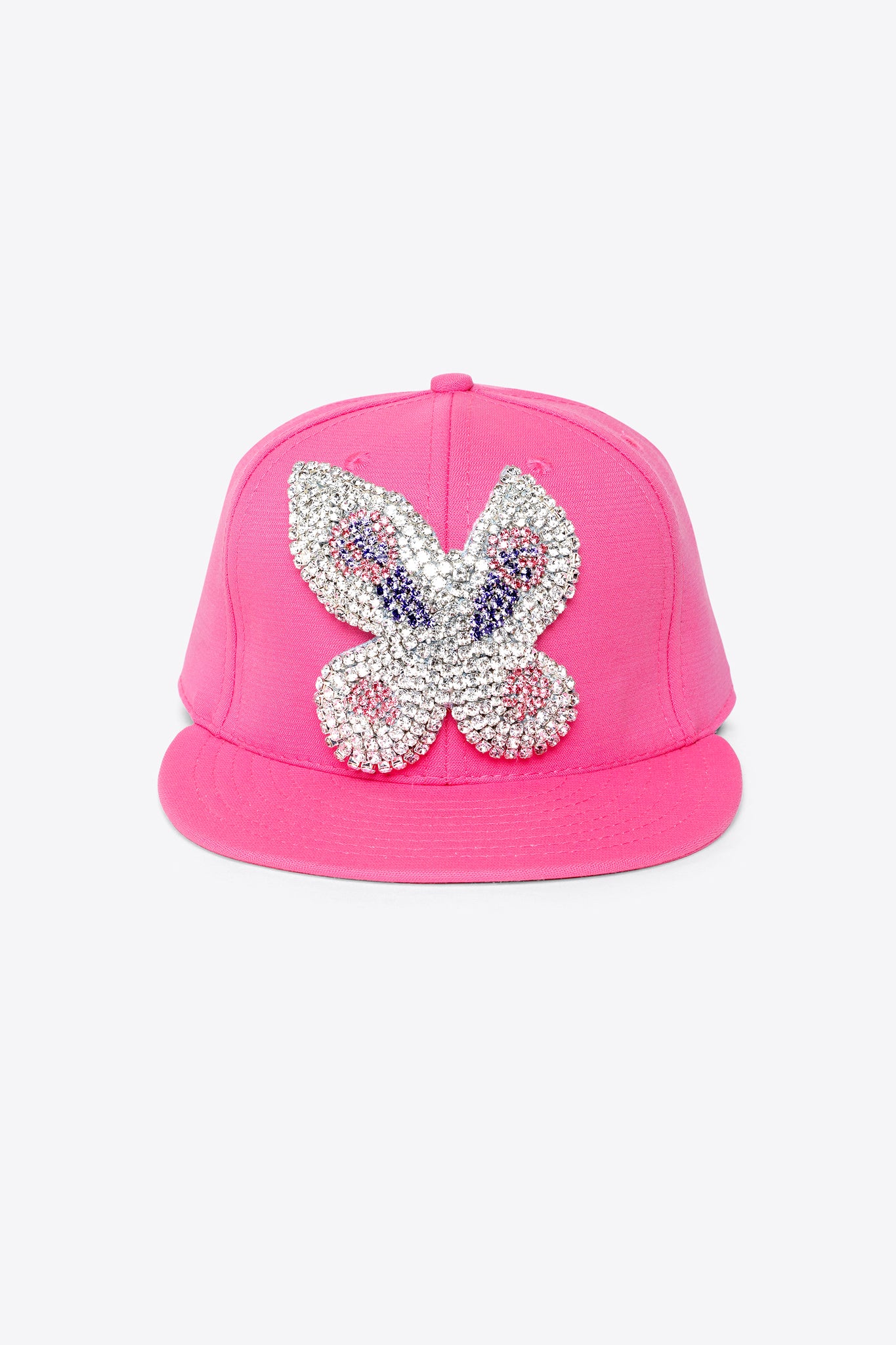Embroidered Crytsal Butterfly Fitted Cap