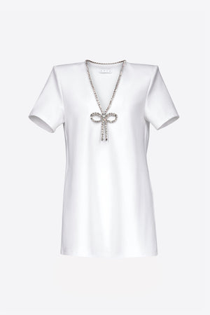 Crystal Bow V-Neck T-Shirt Dress – AREA Crystal Bow V-Neck T-Shirt Dress – AREA