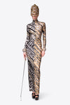 Chain Printed Long Sleeve Maxi Dress