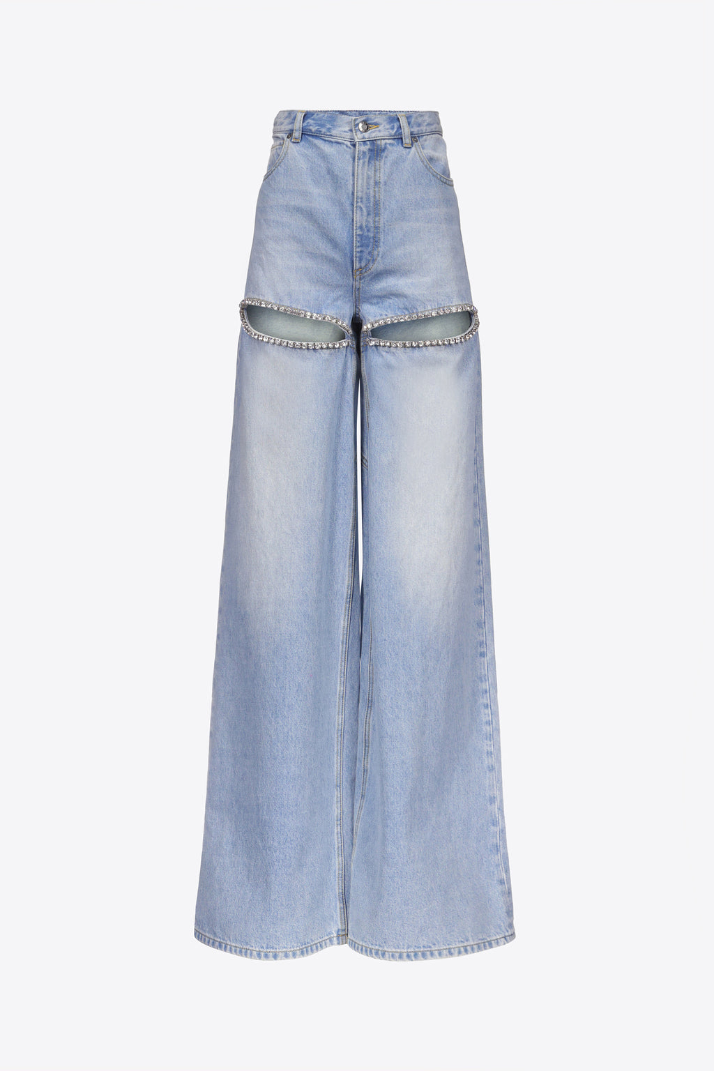 Wide Leg Crystal Slit Jean