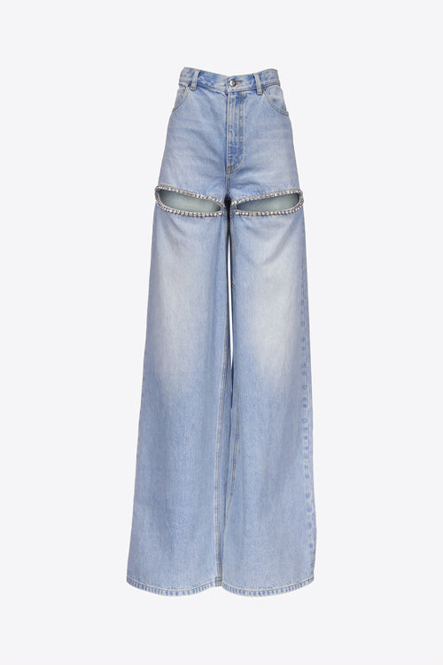 Wide Leg Crystal Slit Jean – AREA