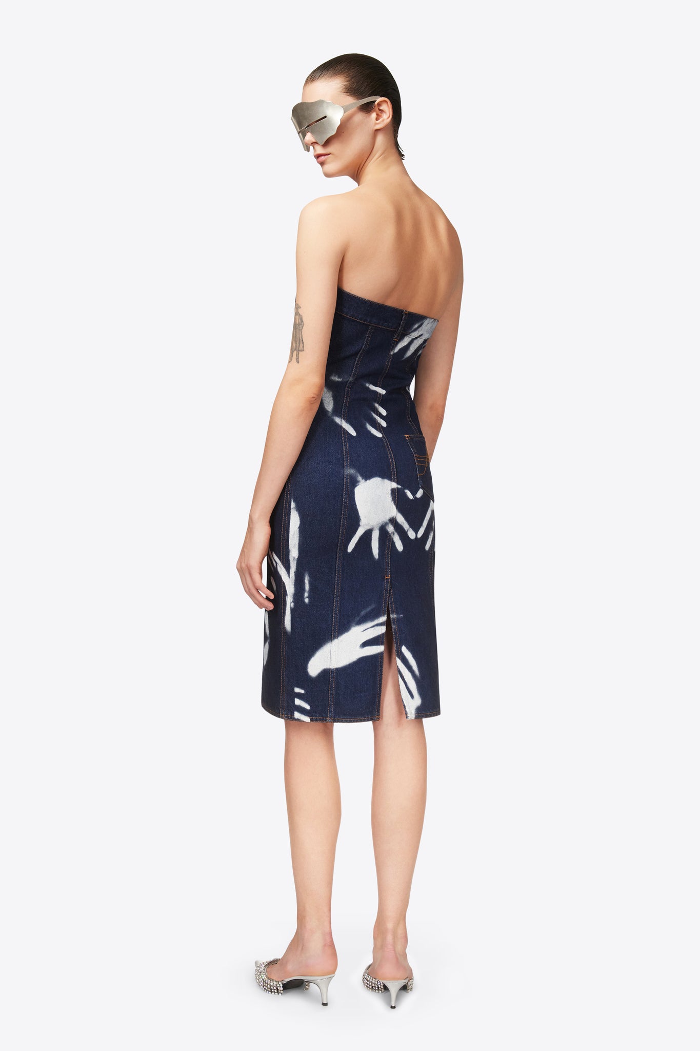 Handprint Strapless Midi Dress