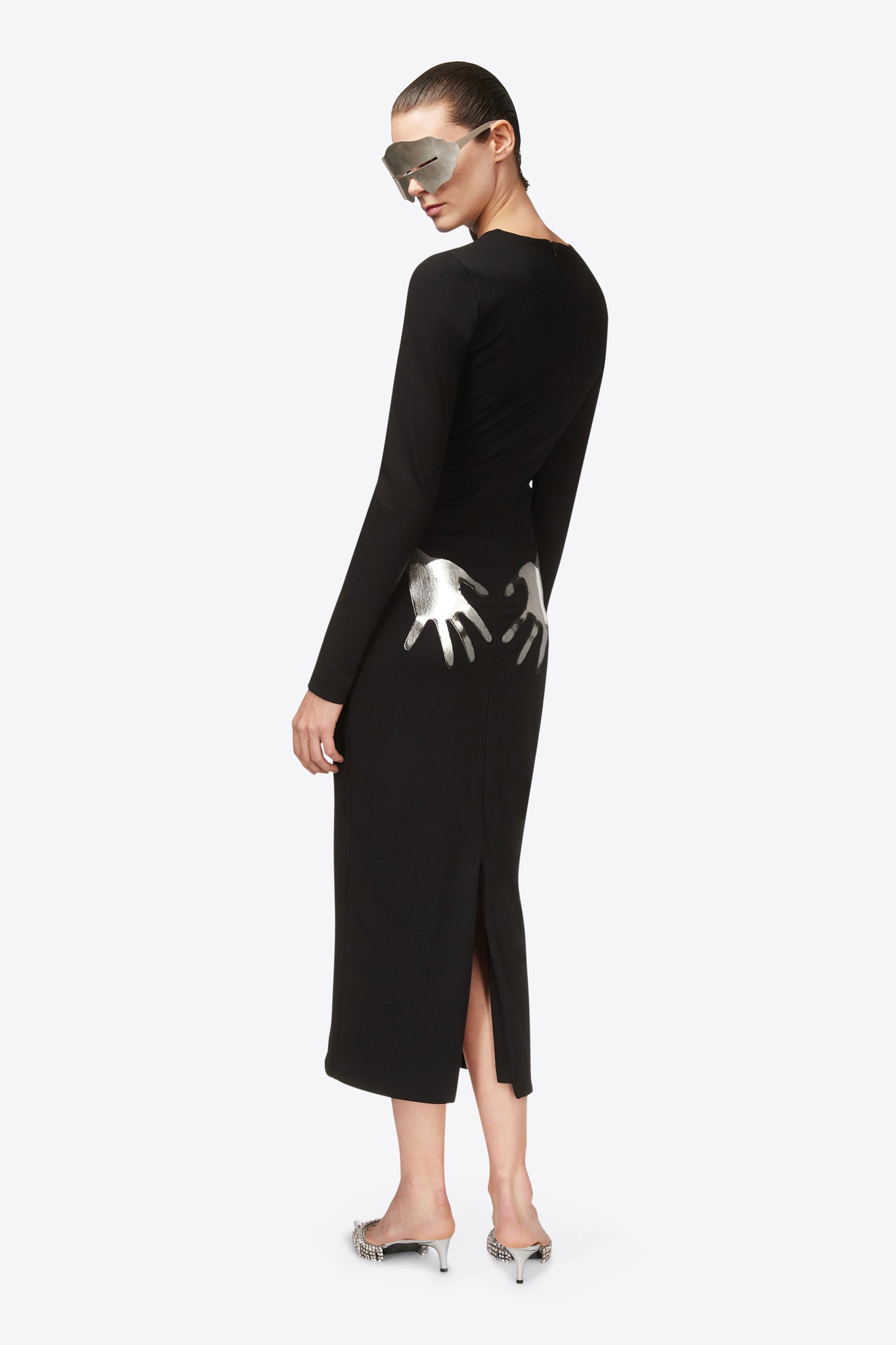 Handprint Long Sleeve Midi Dress