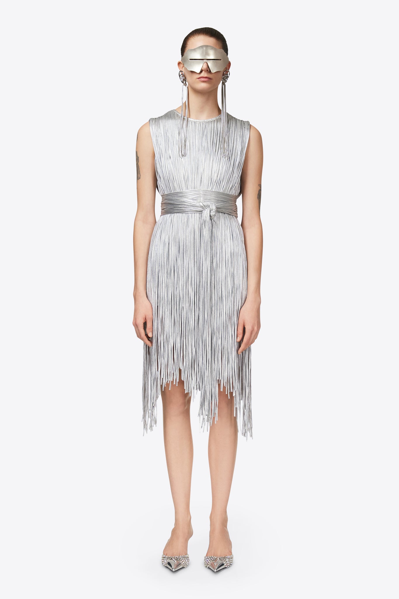 Metallic Fringe Mini Dress AREA