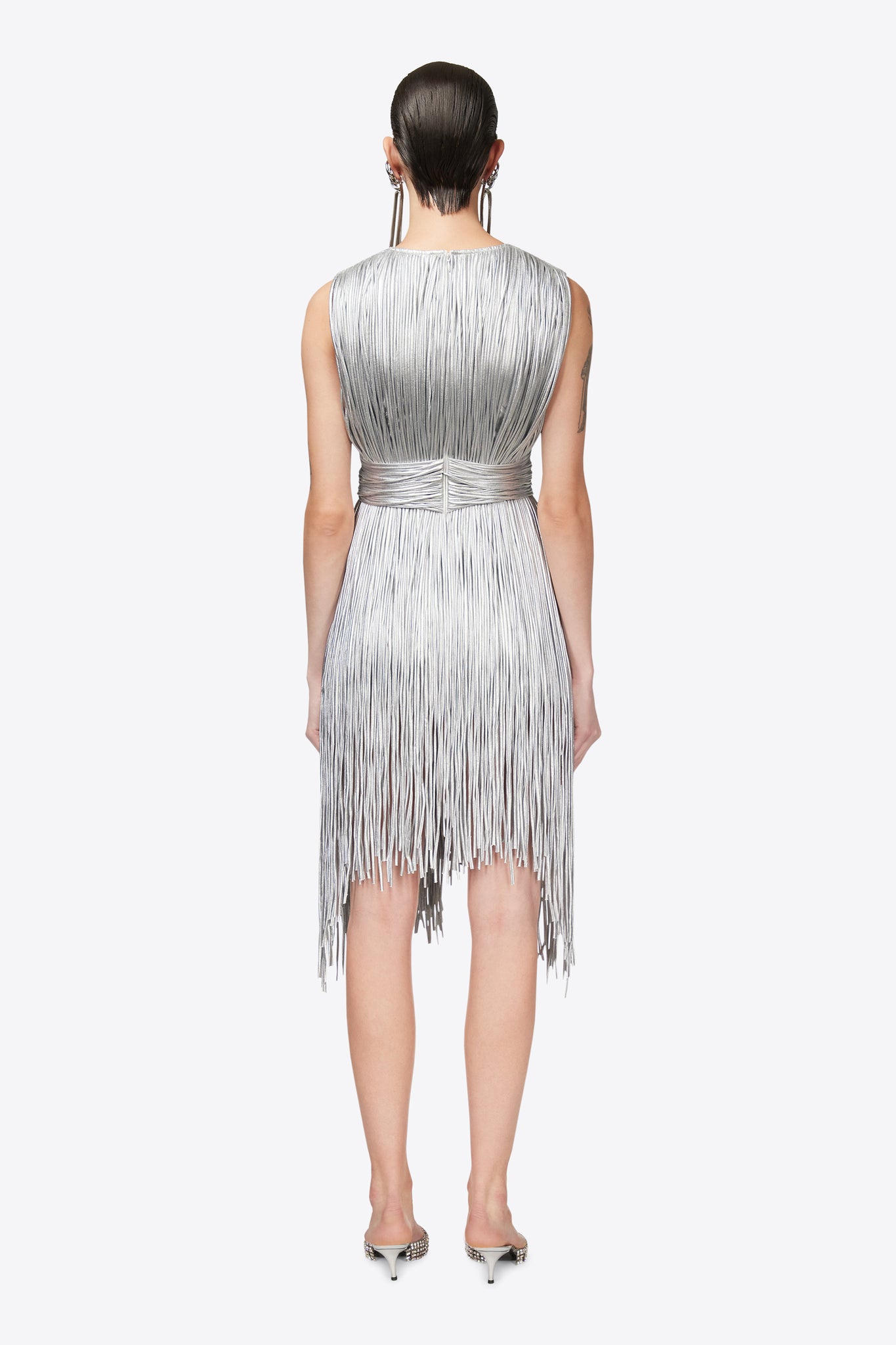 Metallic Fringe Mini Dress