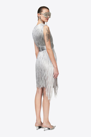 Metallic Fringe Mini Dress