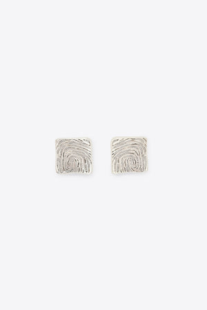 Crystal Fingerprint Square Stud Earrings