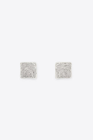 Crystal Fingerprint Square Stud Earrings