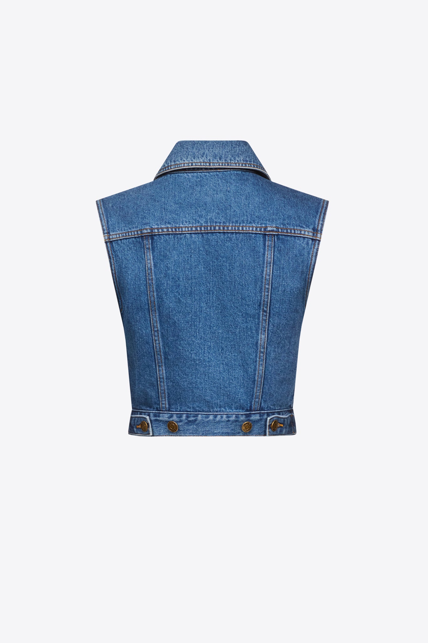 Gemstone Button Denim Gilet