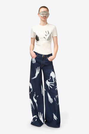 Handprint Wide Leg Jean