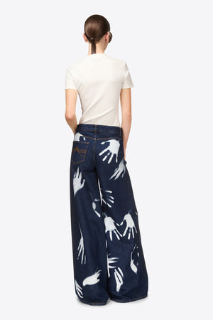 Handprint Wide Leg Jean