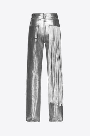 Metallic Fringe Straight Leg Jean