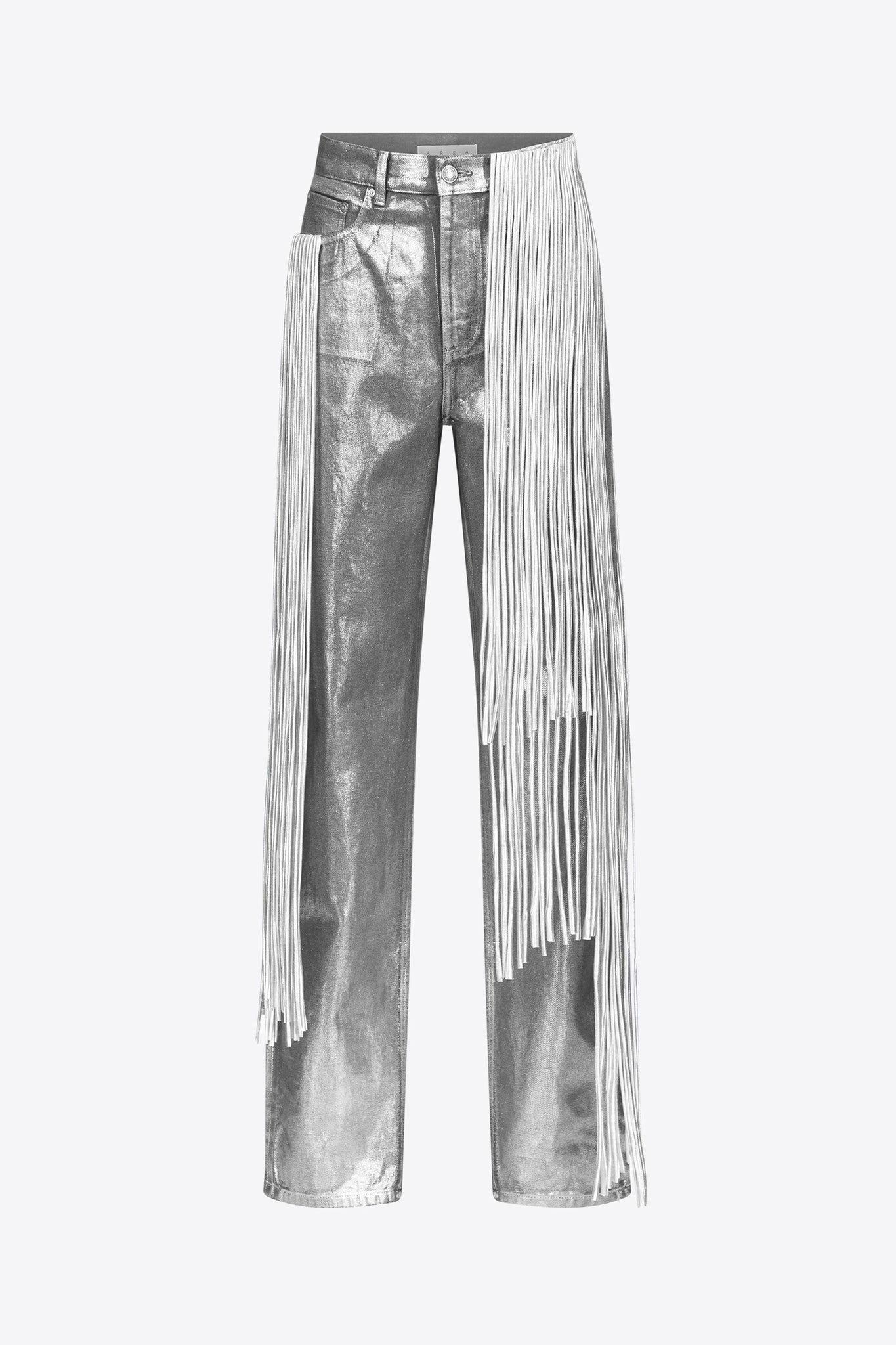 Metallic Fringe Straight Leg Jean