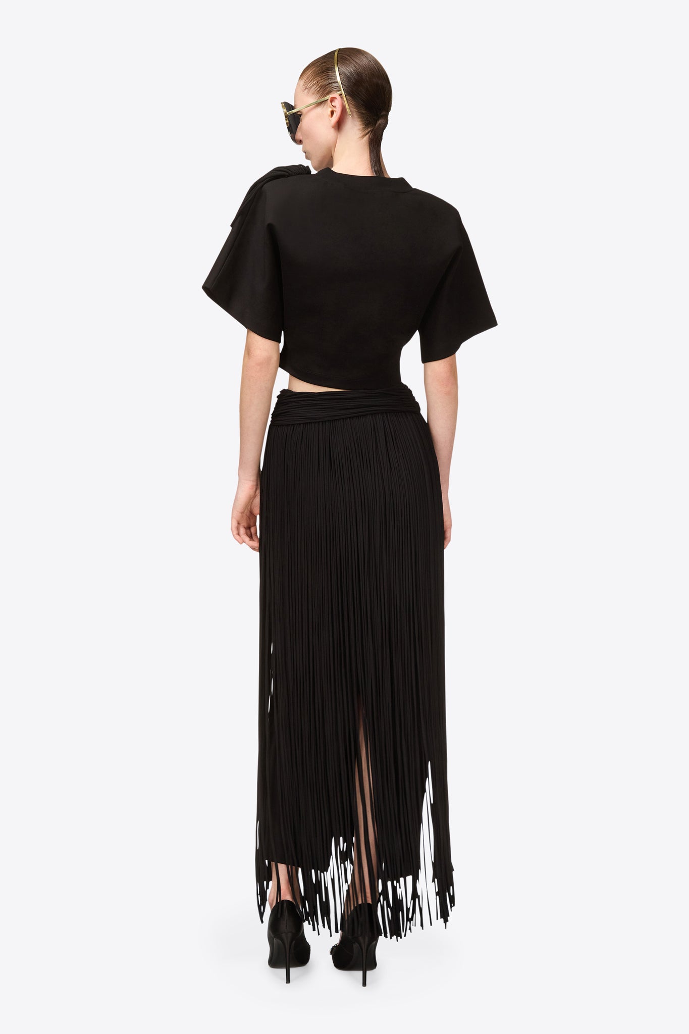 Fringe Brooch Cropped T-Shirt