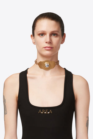 Crystal Chain Plate Choker Necklace