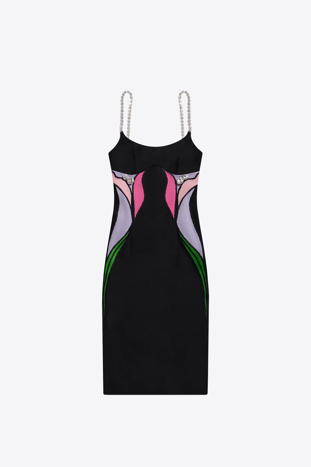Colorblock Lily Flower Midi Dress