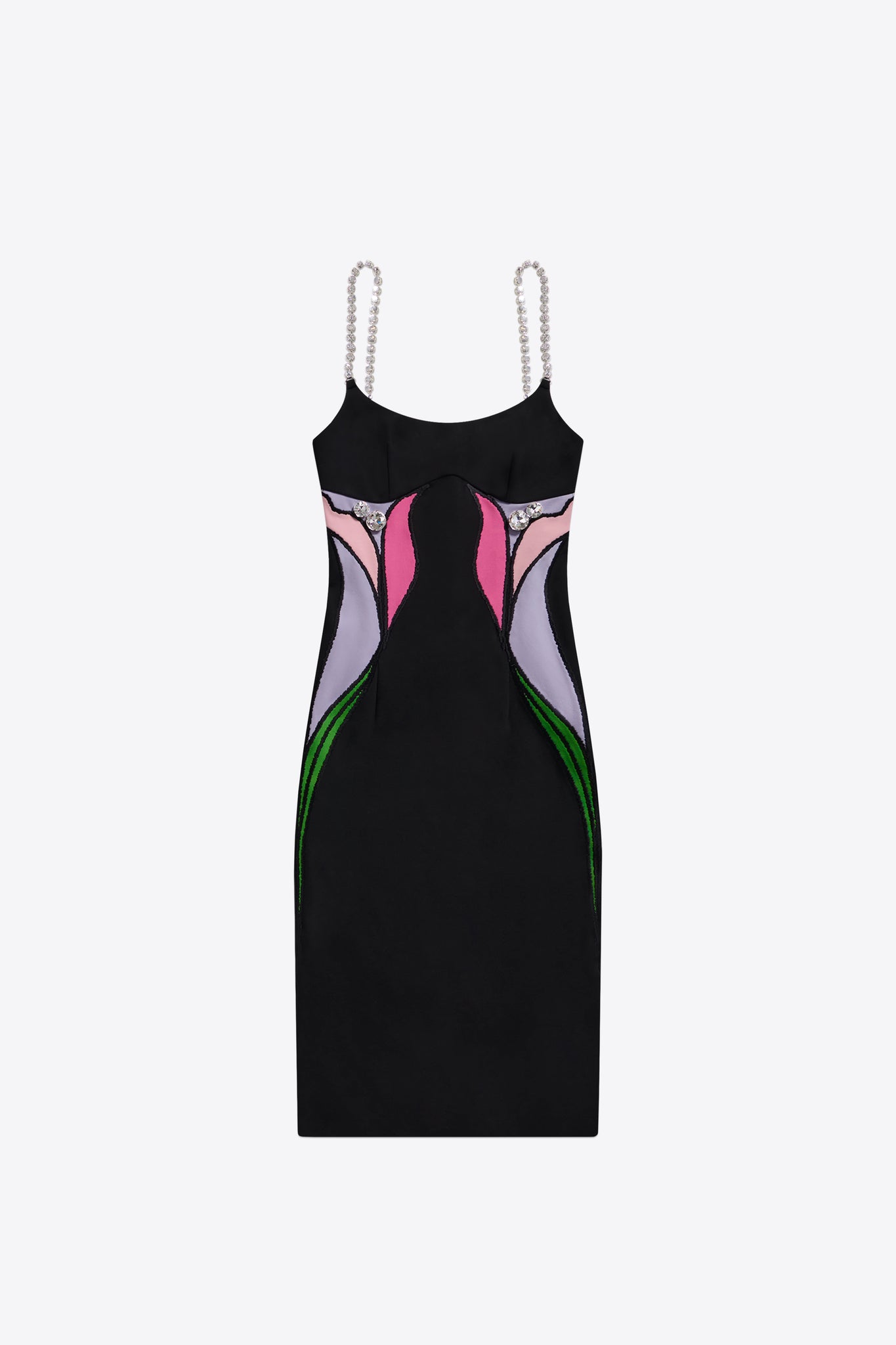 Colorblock Lily Flower Midi Dress