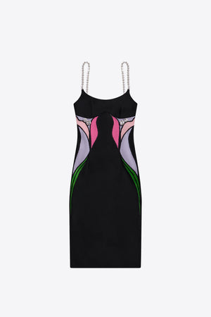 Colorblock Lily Flower Midi Dress