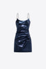 Crystal Strap Metallic Mini Dress