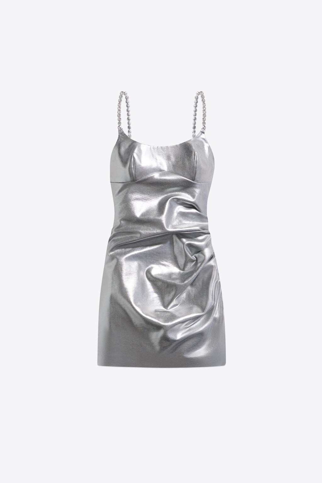Crystal Strap Metallic Mini Dress