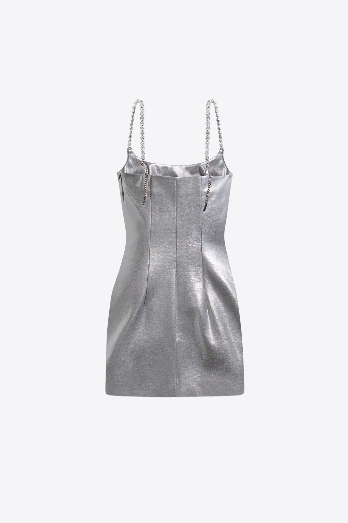 Crystal Strap Metallic Mini Dress