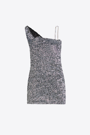 crystal mini dress Crystal Strap Sequin Mini Dress – AREA