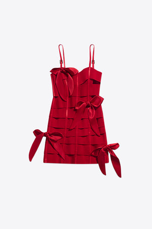 Allover Bow Bandage Mini Dress