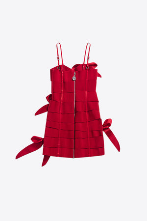 Allover Bow Bandage Mini Dress