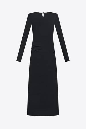 Crystal Cluster Draped Long Sleeve Gown
