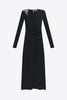 Crystal Cluster Draped Long Sleeve Gown