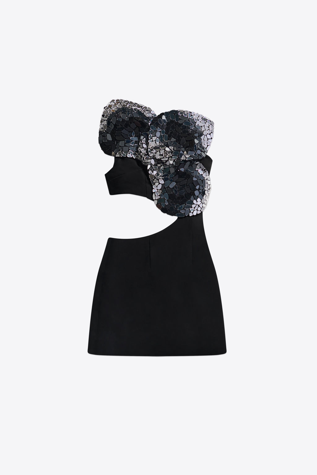Embroidered Ombre Crystal Mini Dress