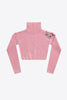 Crystal Cluster Flower Cropped Turtleneck Sweater