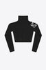 Crystal Cluster Flower Cropped Turtleneck Sweater