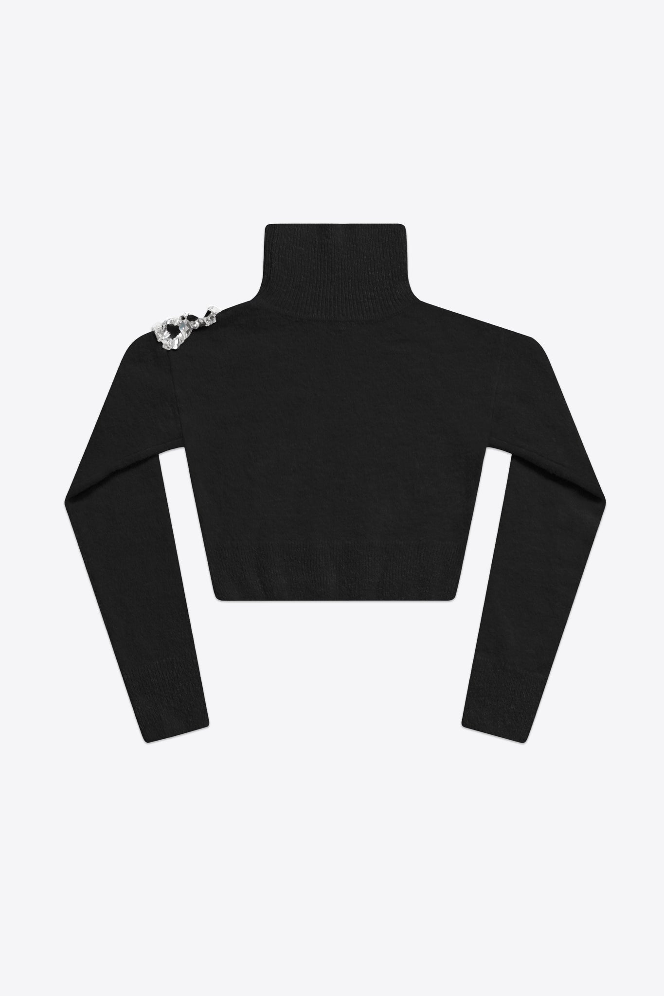 Crystal Cluster Flower Cropped Turtleneck Sweater