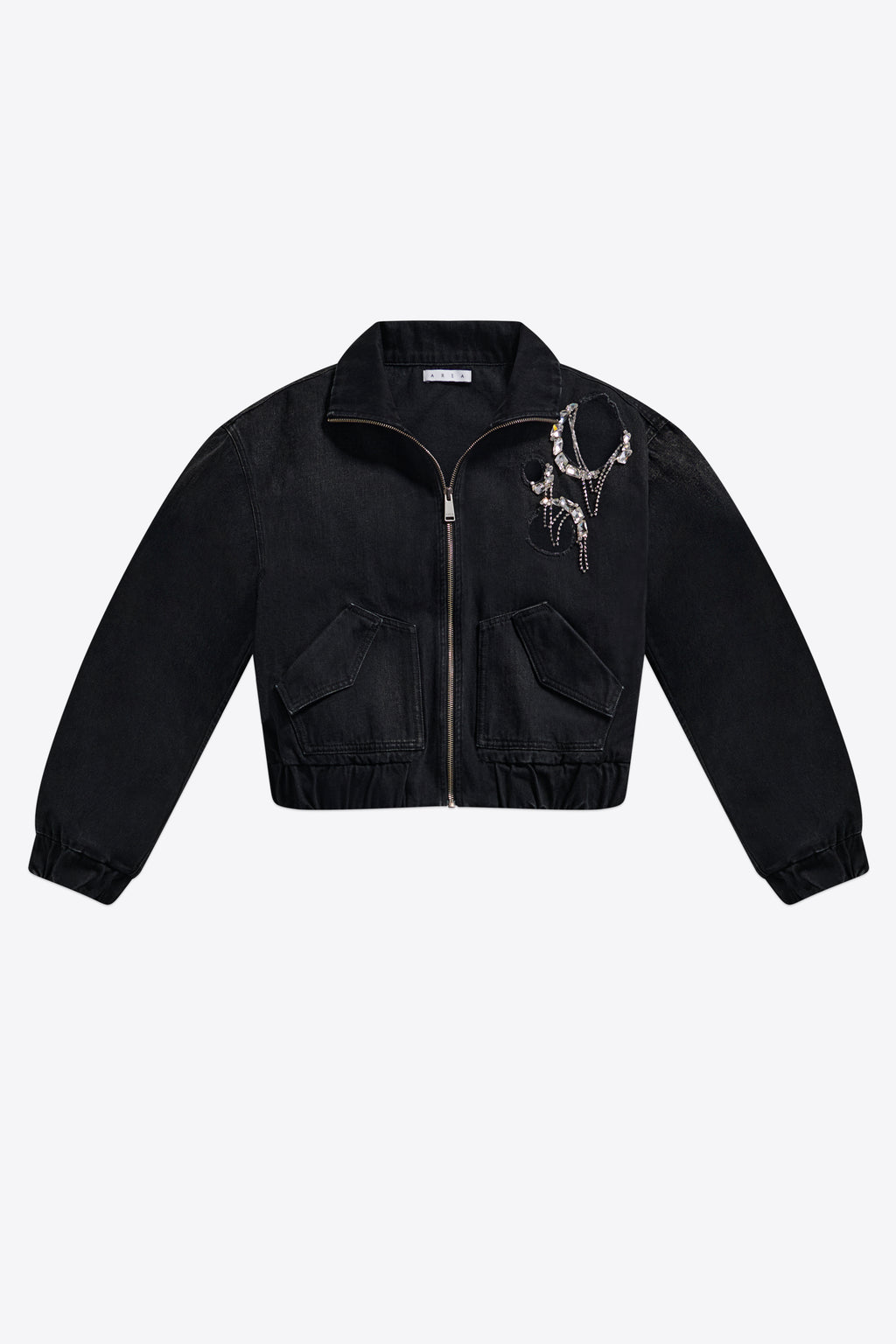 Crystal Chain Cutout Bomber Jacket