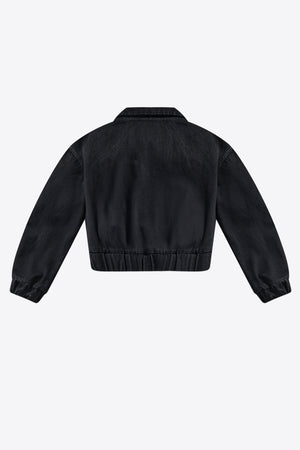Crystal Chain Cutout Bomber Jacket