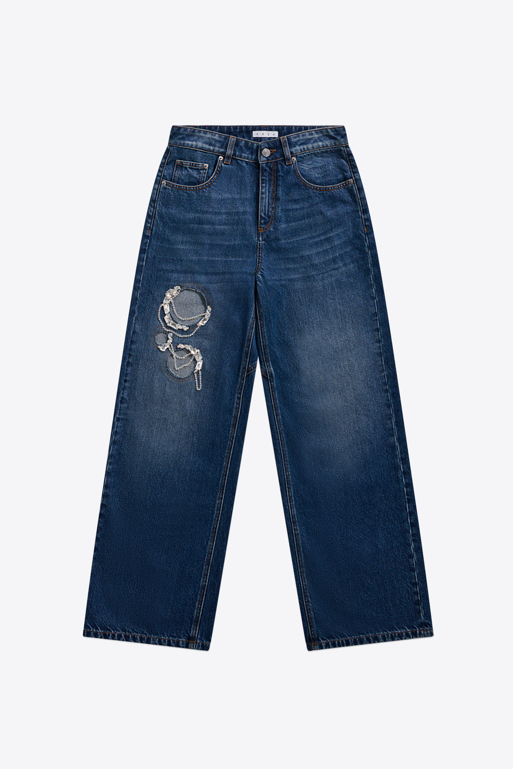 Crystal Chain Cutout Relaxed Jean