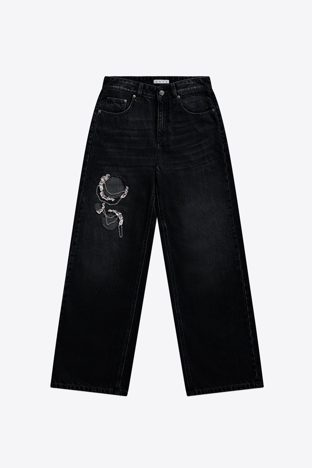 Crystal Chain Cutout Relaxed Jean